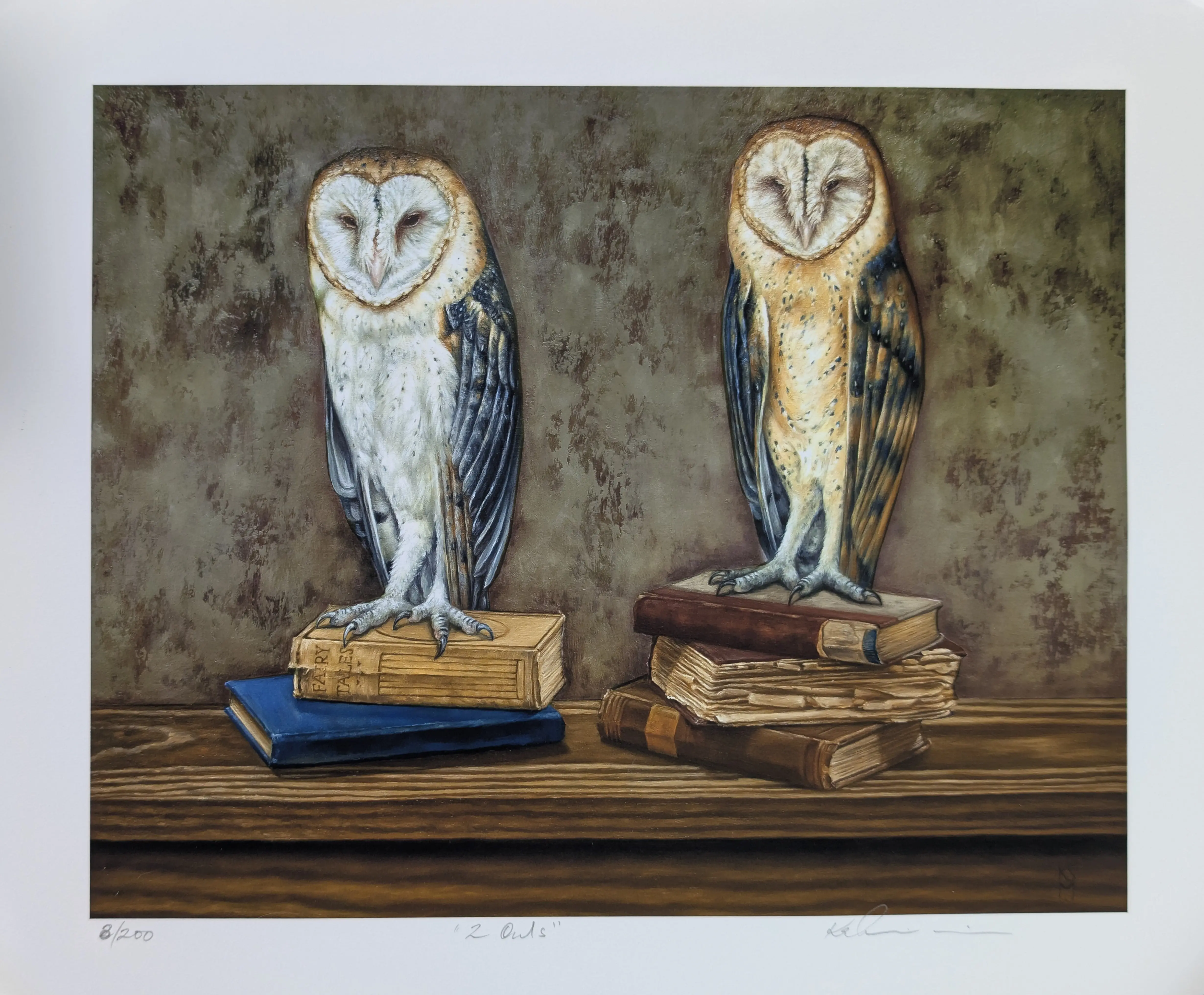 2 Owls #10 giclee print dimensions 10" x 12"