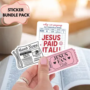 Jesus Paid it All Vinyl Sticker Good News Newspaper He is Risen Sticker Jesus Fan Club Christian Waterproof Sticker Bundle for Laptop Bible Journaling Planner