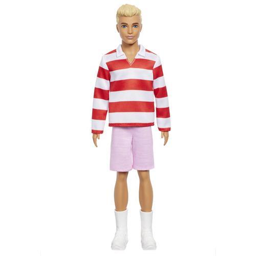 Mattel - Barbie Fashionistas Ken Doll #241 in Red Striped Top And Pink Shorts With White Sneakers, Blonde  [Collectible Figurine/Statue/Bust] Paper Doll