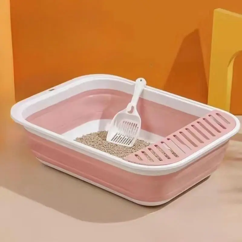 Foldable Semi-enclosed Large Cat Litter Box, Cat Toilet, Cat Litter Tray, Cat Waste Basket, Cat Supplies