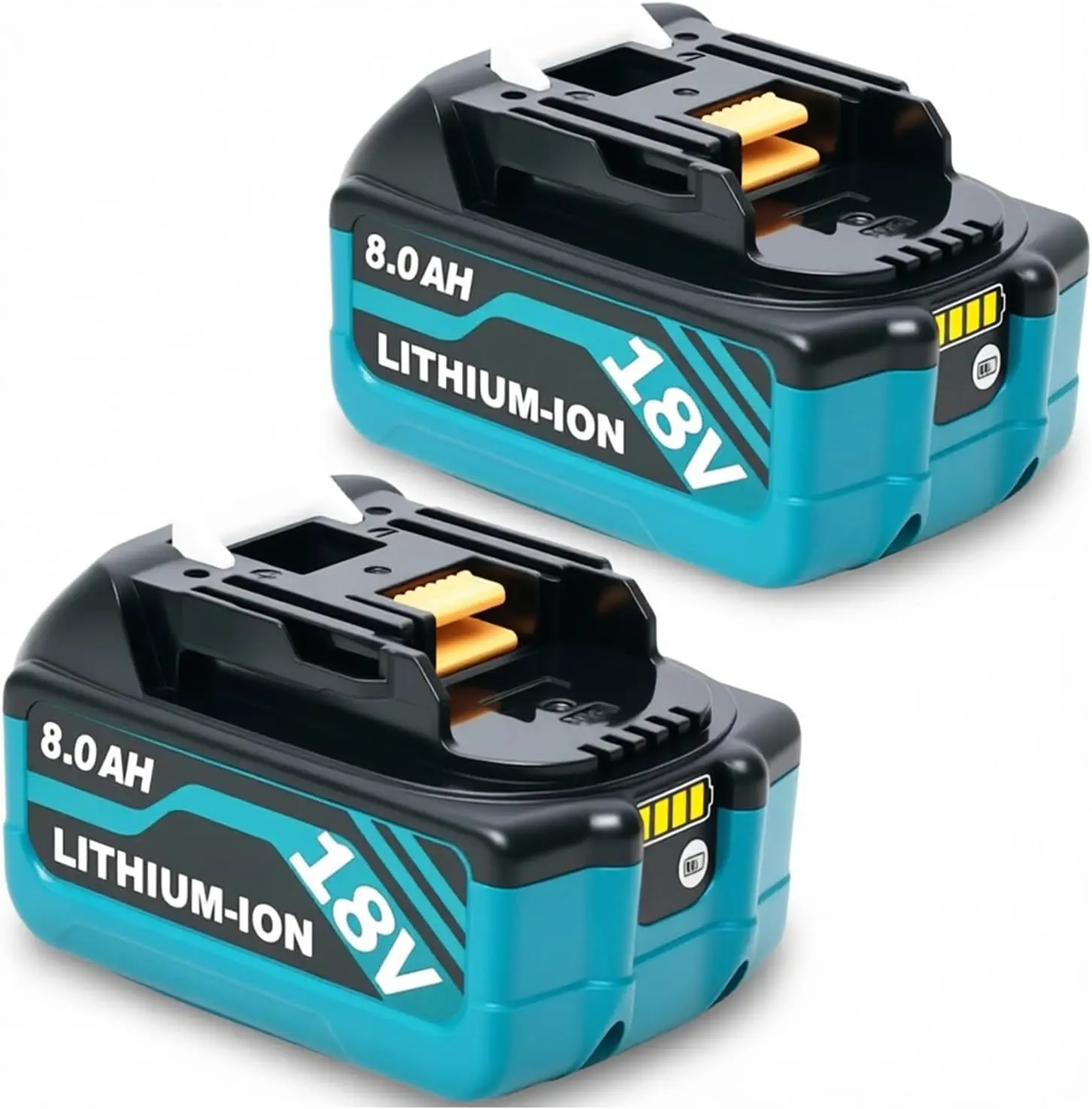 18V 8000mAh High-Capacity Lithium-Ion Replacement Batteries for Makita (1/2/4/6-Pack) - Wide Compatible with Makita 18V BL1860B, BL1830B, BL1850B, BL1840B, BL1815B & Cordless Power Tools, Built-In Microchip for Safety & Reliable Long Runtime, Cells, 4-Led