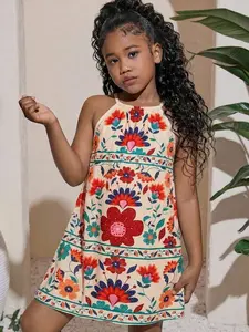 Tween Girl Woven Ditsy Floral Pattern Sleeveless Shift Dress