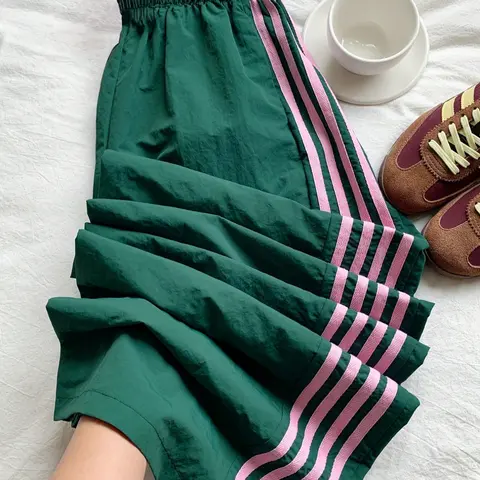 Women's Loose Fit Casual Long Pants, Casual Fashion Loose, Elastic Waistside Striped Colorblock, Versatile Daily Wear, Comfortable and Stylish