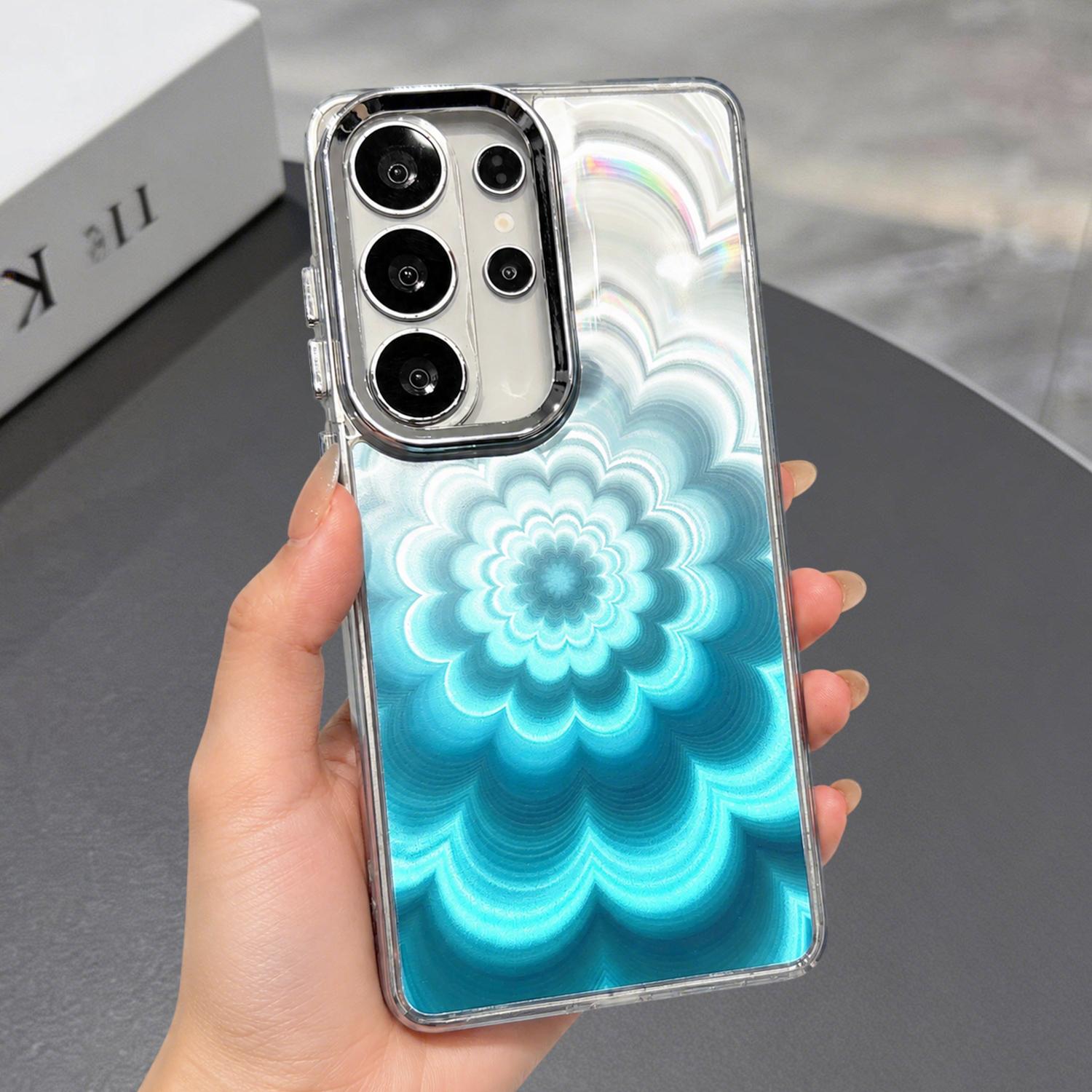 Glitter Shiny 3D Blooming Flower Phone Case for SamSung Galaxy S26 Ultra/S26+/S25 S24FE ,Soft Silicone Slim Clear Shockproof Protective Cover Phone Case for Women Girls