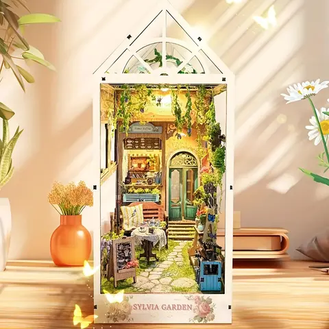 DIY Wooden Book Nook Kit, farmhouse wood, Rustic wood, 1 Box 3D Book Nook Kit, DIY Garden Model Kit, 3D Desktop Decoration Ornament for Bookshelf Decoration, DIY Woodwork