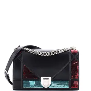 Pre-owned Dior material Messenger Bags Christian Diorama Flap Bag Sequin Embellished Lambskin Medium by Rebag