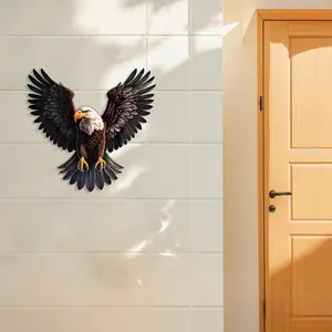 3D Bald Eagle Metal Wall Decor, American Patriotic Symbol Ornament, Lifelike Flying Eagle Hanging Sculpture for Living Room Garage Patio Home Decoration