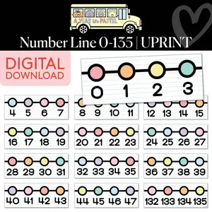 Printable Number Line 0-135 | A Year In Pastel
