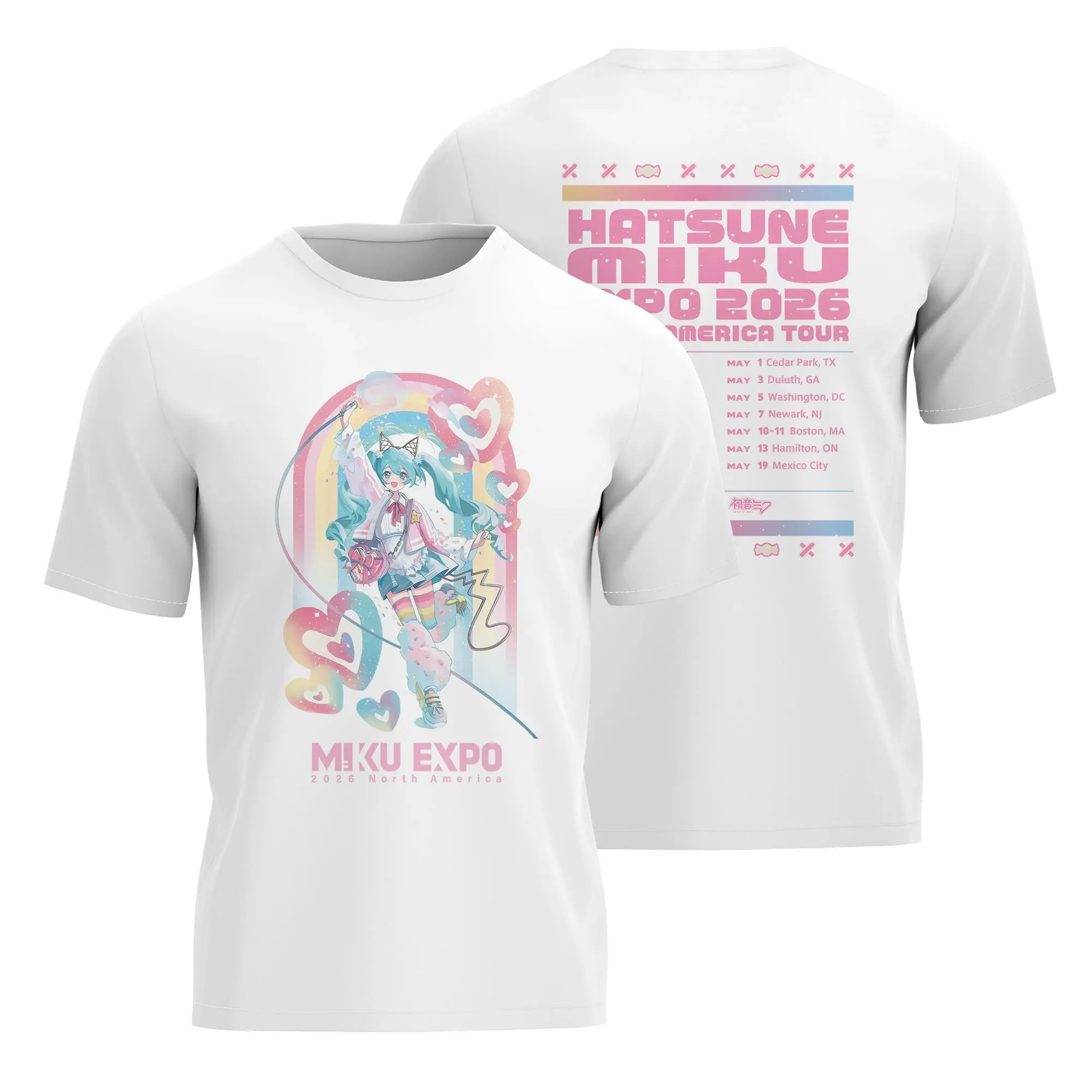 Women's Hatsune Miku Expo 2026 Tour T-Shirt - All Seasons Anime Casual Crew Neck Short Sleeve Expo Graphic Fitted Streetwear for North America Concert Fans