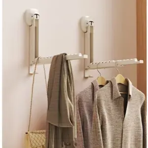 Expandable Suction Cup Clothes Rack, Foldable Balcony Indoor Multi-Functional Invisible Hanger, Travel Laundry Drying Tool