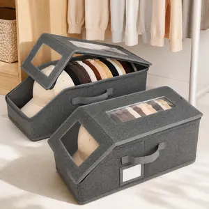 Baseball Cap Storage Box — Stackable Hat Organizer with Transparent Viewing Lid — Saves Closet Space，Dustproof Hat Organizer, Fabric Hat Storage Box, Baseball Cap Rack, Hat Storage Organizer, Foldable Closet Hat Box, （Dark gray） Bags