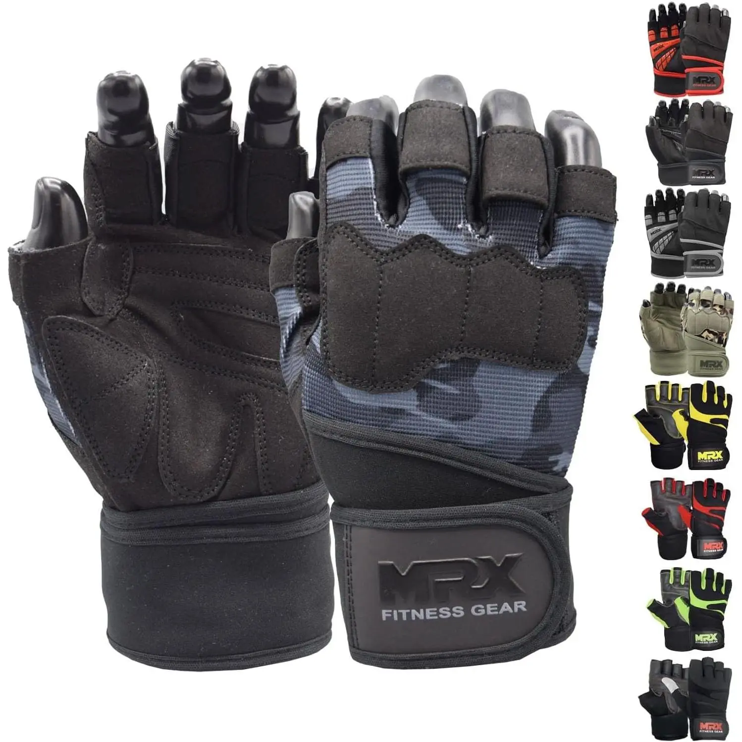 MRX Weightlifting Gloves for Men Workout Wrist Support Lifting Gym Gloves | Workout Gym Accessories for Fingerless Gym Exercise for Powerlifting Men's