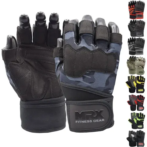 MRX Men's & Women's Lightweight Flexible Amara Leather Fingerless Weightlifting Gloves - Pull-On Hookloop Tight-Fit Wrist Support, Anti-Slip Stretchable Athletic Accessory for Weight Training, Powerlifting Hand Protection