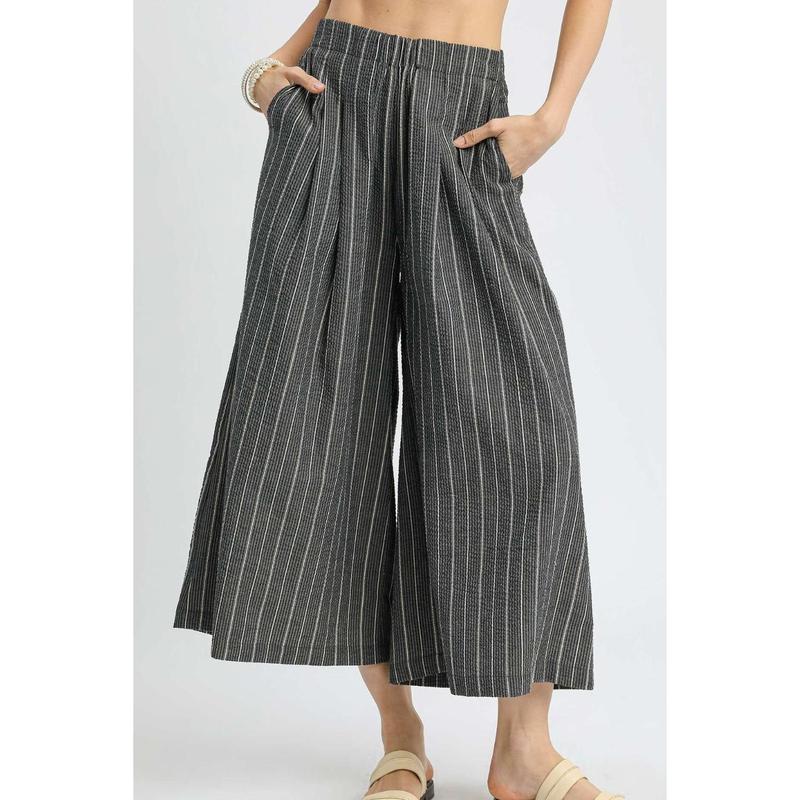 Umgee Pinstripe Crop Palazzo Pants