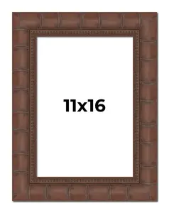 11x16 Brown Wide Bamboo Picture Frame - UV Acrylic, Foam Board Backing, Hanging Hardware