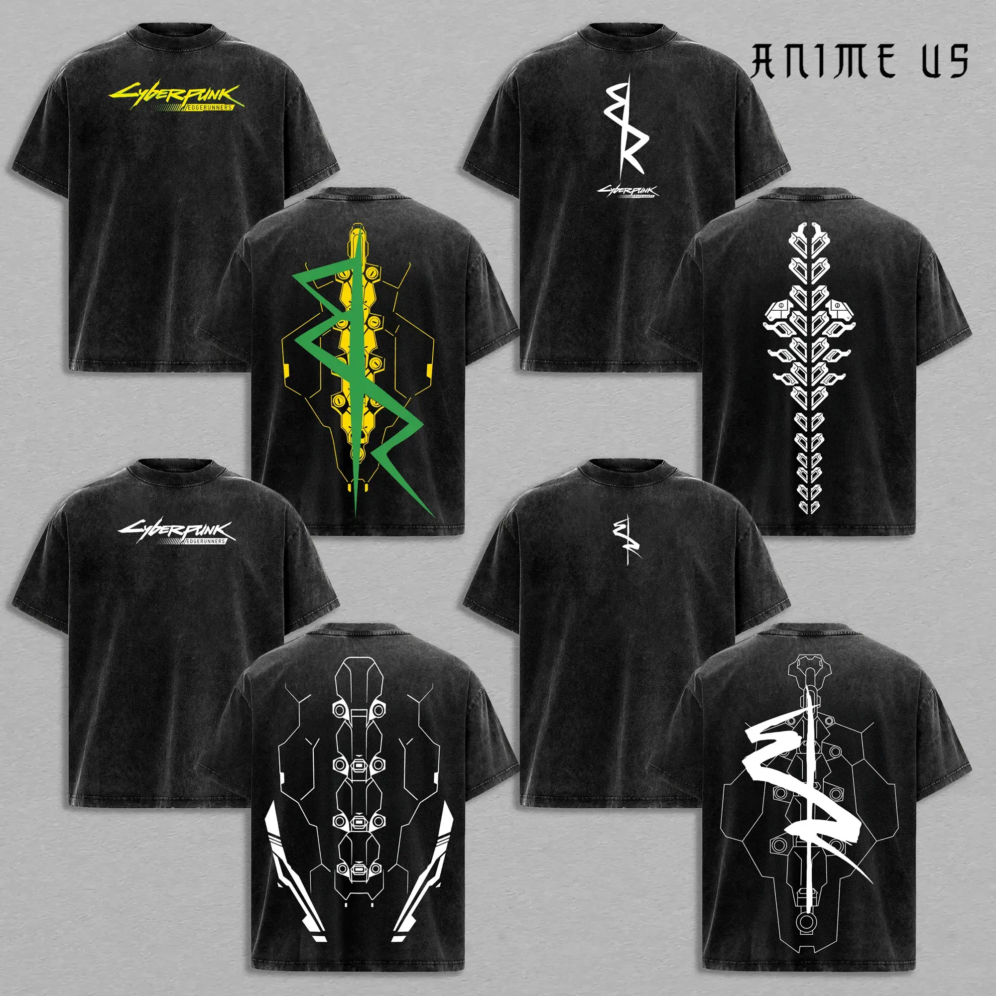 [COLLECTION] Cyberpunk Sandevistan Netrunner Shirt, Spinal Tattoo EdgeRunners Unisex Tee Washed Heavyweight Cotton, Gamer Cyberpunk 2077 Streetwear.