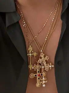 Vintage Punk Cross Pendant Necklace, Cross Chain Design, Fashion Jewelry for Party, Daily Clothing Decor, Trendy All-match & Exquisite Jewelry for Birthday Gift