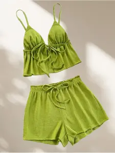 Summer Cool Halter Top Set, Comfortable Casual Home Wear, Versatile Short Pants, Women's Fashion Ensemble, Fresh and Refreshing Style