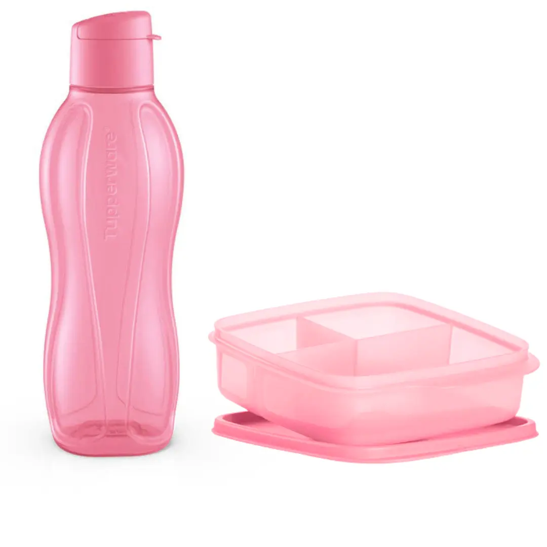 Tupperware Prep & Go Eco+ Set: 1 Eco+ Lunch-It Container and  1 Eco+ Medium Water Bottle with flip-top cap