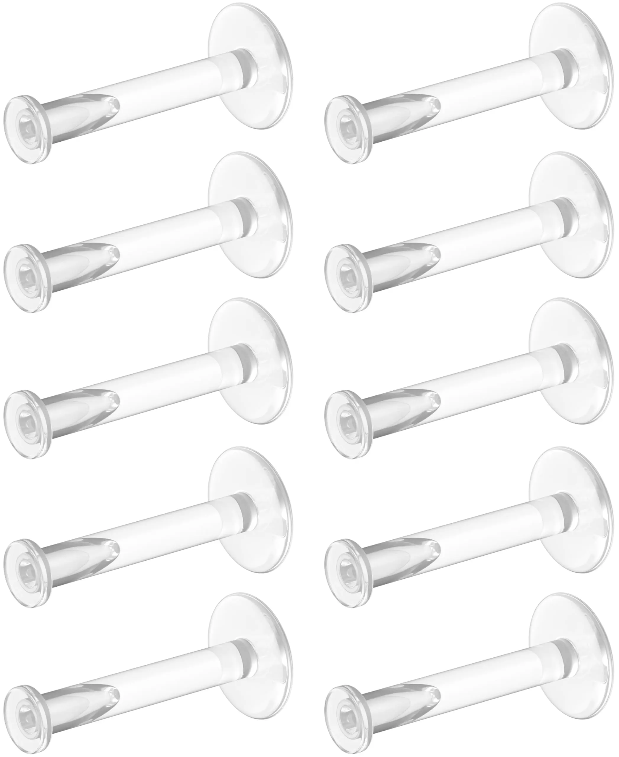 Bioflex Clear Piercing Retainers - 16g,18g Flat Push-In Plastic Earrings for Sports,Work - Labret Studs for Ears,Cartilage,Helix,Tragus,Lip,Medusa,Monroe,Surgery,MRI
