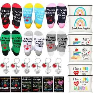 24 Pcs Thank You Gifts for Women Teacher Appreciation 2026 Graduation Gifts Set, Socks, Makeup Bags, Inspirational Notepads, Keychains, Thank You for Helping Me Grow(Delicate)