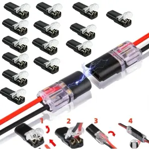 14 Pcs/60 Pcs Quick 2-Pin Terminal Blocks, 2-Pin Plug-In Connector, PVC Insulated, Quick Connect for Low Voltage, LED Terminal Blocks, Quick Snap Connector, Durable Reliable Connectors