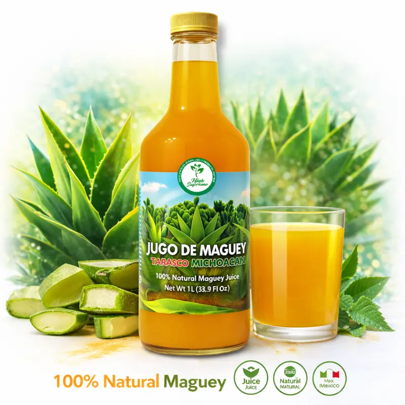 Maguey Juice 1000 ml 1 L Pure Agave Vegan 100% Artisanal Non-GMO Natural Digestive Support Rich in Vitamins B2 B3 C Iron Calcium Magnesium Zinc Made in Mexico