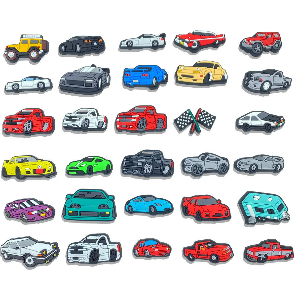30Pcs Car Shoe Charms PVC Cool Shoe Charms