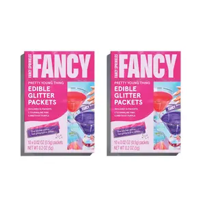 Fancy Sprinkles Pretty Young Thing Edible Glitter Packets | Tourmaline Pink & Amethyst Purple | 2-Pack Portable Drink Glitter for Cocktails, Champagne & Celebrations | Bachelorette & Girls Night | 20 Packets