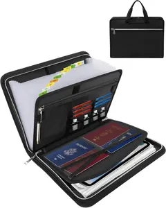 Fireproof Important Document Organizer Folio Folder - Expanding Accordion File Organizer with 13 Pockets Handle & Labels Portable Travel Safe for Home A4 Letter Portfolio Files