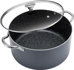 Stock Pot with Lid, 10 Qt Large Non Stick Cooking Pot, Induction Soup Pot for Cooking, All Stove Compatible, Grey
