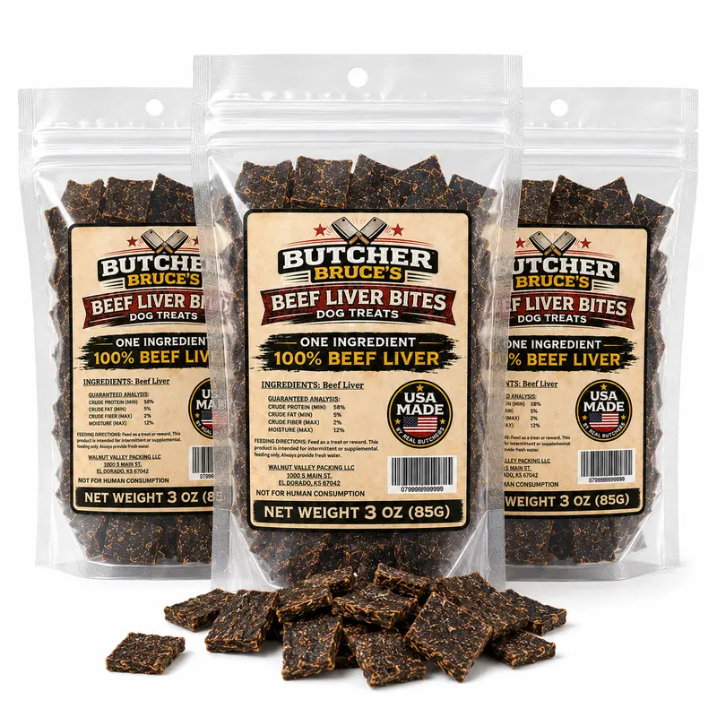 3 pack - Butcher Bruce's Beef Liver Soft Dog Treats, Pet Supply Snacks