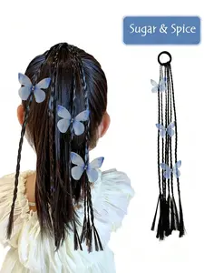18 Inch Bow Braided Ponytail Hair Extension, Elastic Headband Included, Synthetic Hair Extensions for Kids and Women