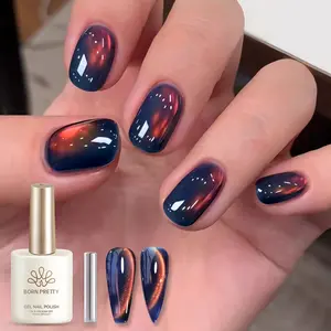 BORN PRETTY 15ML Blazing Sky Cat Magnetic Eye Gel Nail Polish,Rainbow Aurora Holographic Gel Polish Red Orange Blue Blazing Sky Colors,Glitter Magnetic Nail Polish Nails Art Manicure Salon DIY Gel x Nails