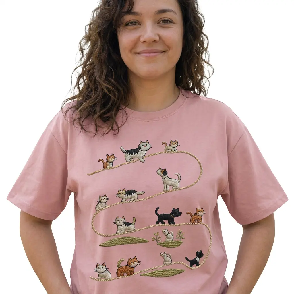 Cat Lover Shirt Women Cute Cats Graphic Tee Whimsical Kitty Plus Size Top