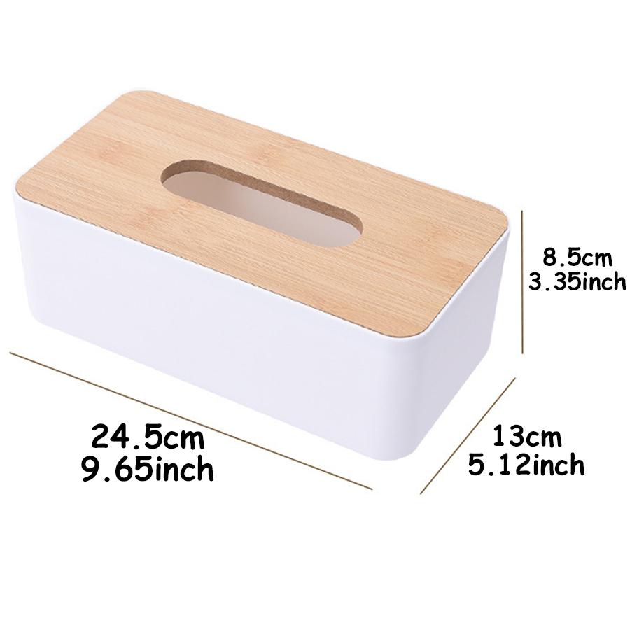 24.5x13cm Rectangular Imitation Wood Tissue Box Detachable Plastic Tissue Holder Dispenser for Bathroom Living Room Office