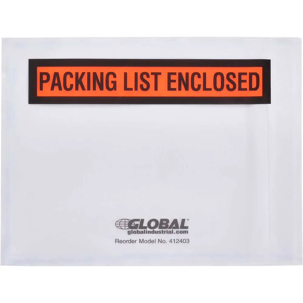 Global Industrial 412403 Packing List Envelopes with Print, Orange - 4.5 x 5.5 in. - 1000 per Pack