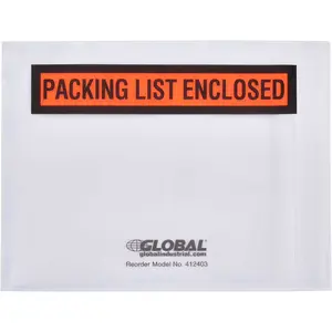 Global Industrial 412403 Packing List Envelopes with Print, Orange - 4.5 x 5.5 in. - 1000 per Pack