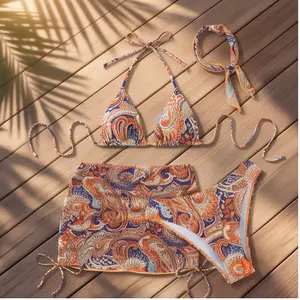 Women's Paisley Print Boho 4-Piece Bikini     swimsuit