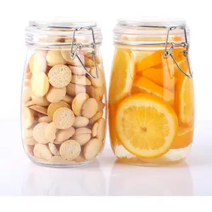 Glass Jars With Airtight Lid 32 Oz Wide Mouth Glass Containers With Lids 2 Pack Airtight Food Grade Storage Canisters With Clasp For Flour, Coffee, Sugar, pickle, Beans, Candy, Nuts, Rice, Pasta