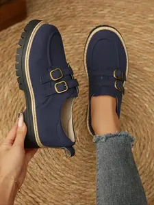 Women's Vintage British Style Lace-Up Casual Shoes, New Thick Sole Loafers, One-Click Easy Wear Lightweight Flats, All Seasons