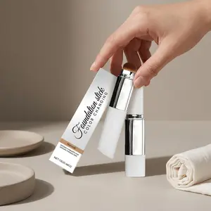2-in-1 Foundation Stick with Blending Brush, Color-Adapting Formula, Medium Coverage Concealer for Blemishes & Uneven Skin Tone, Hydrating & Long-Lasting, Travel-Friendly for On-the-Go Touch-Ups