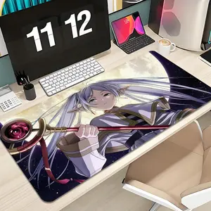 Anime Sousou no Frieren Mouse Pad Design XXL 1000×500mm 900×400mm 800×400mm 600x300mm Large Anime Mousepad Gaming Mouse Pad - Extended, Thick, Non-Slip Rubber Base Desk Mat with Precision Stitched Edges - Washable Large Desk Pad
