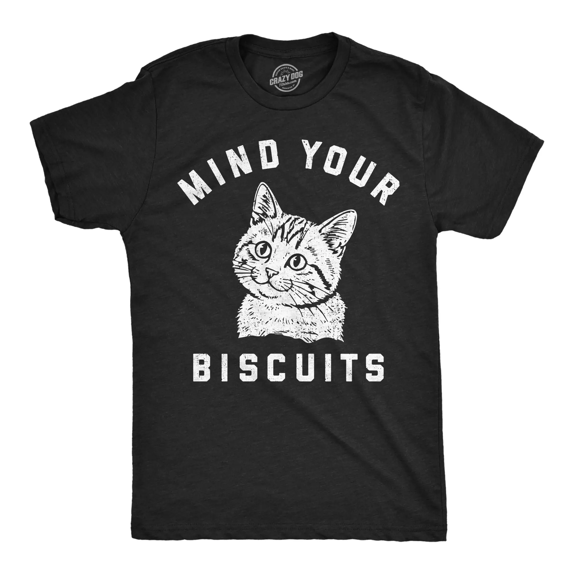 Mens  Funny T Shirts Mind Your Biscuits Sarcastic Kitten Tee For Men Mens Funny T Shirts Cool Vintage Fashion T-Shirt Gift Classic Menswear Funny Cat Short Sleeve Novelty Tees for Guys Black -