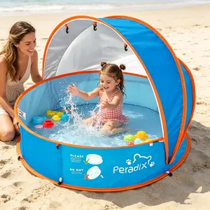 Peradix Baby Beach Tent, Paddling Pool for Kids & Pets with UV Sun Shelter Canopy, Mosquito Net - Portable Pop Up Infant Ball Pit Tent, Toddler Wading Pool, Perfect for Summer Beach Fun