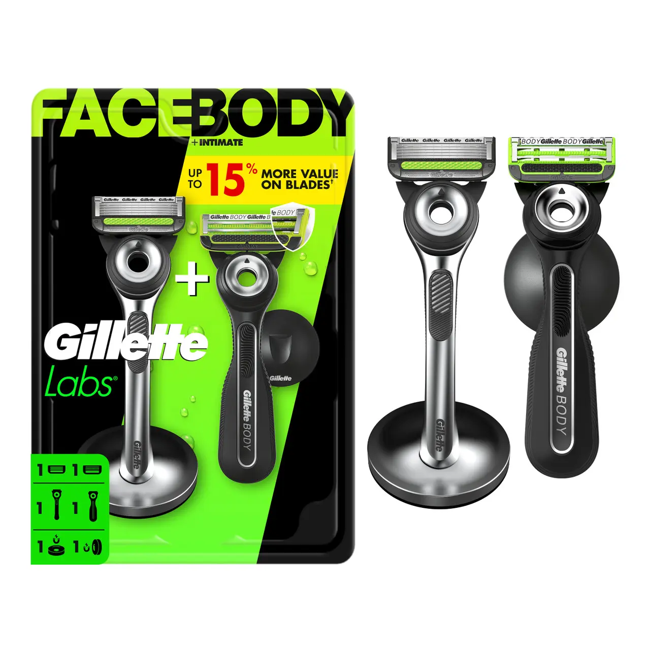 GilletteLabs Razor Duo Pack, GilletteLabs Face Razor and Body + Intimate Razor, 1ct