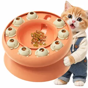 Cat Puzzle Feeder for Indoor Cats Treat Puzzles,Food Slow Bowl,Kitten Enrichment Toys Kitty Mental Stimulation Brain-Teasing Pink/Orange Toy