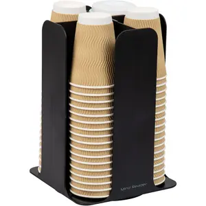 Mind Reader Lid Carousel, Countertop Coffee Bar Organizer, Beverage Cup Holder, Plastic, 7.75" L x 11.5" W x 7.75" H, 7.75 x 12 x 7.75, Black