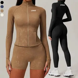XW-DWT9140 Wholesale Full Zip Gym Custom Sportswear Plus Size Sports Yoga Side Pocket Running Fitness Jackets for Women