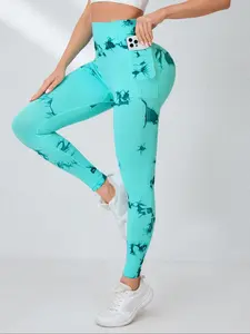 Women's Tie Dye Print High Waist Sports Leggings, Casual Comfy Breathable Skinny Pants for Yoga Gym Workout Running, Ladies Sportswear for All Seasons